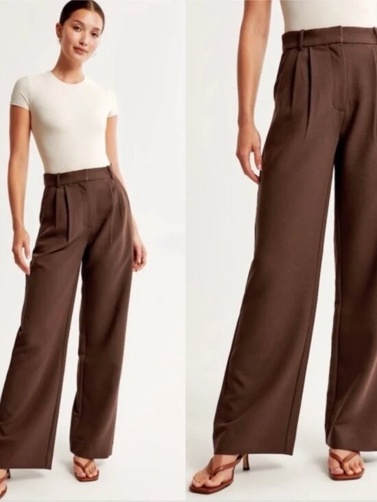 Abercrombie & Fitch Pants - NWT Abercrombie & Fitch Sloane Satin Hi Rise Pleated Wide Leg Trouser Pants 29/8